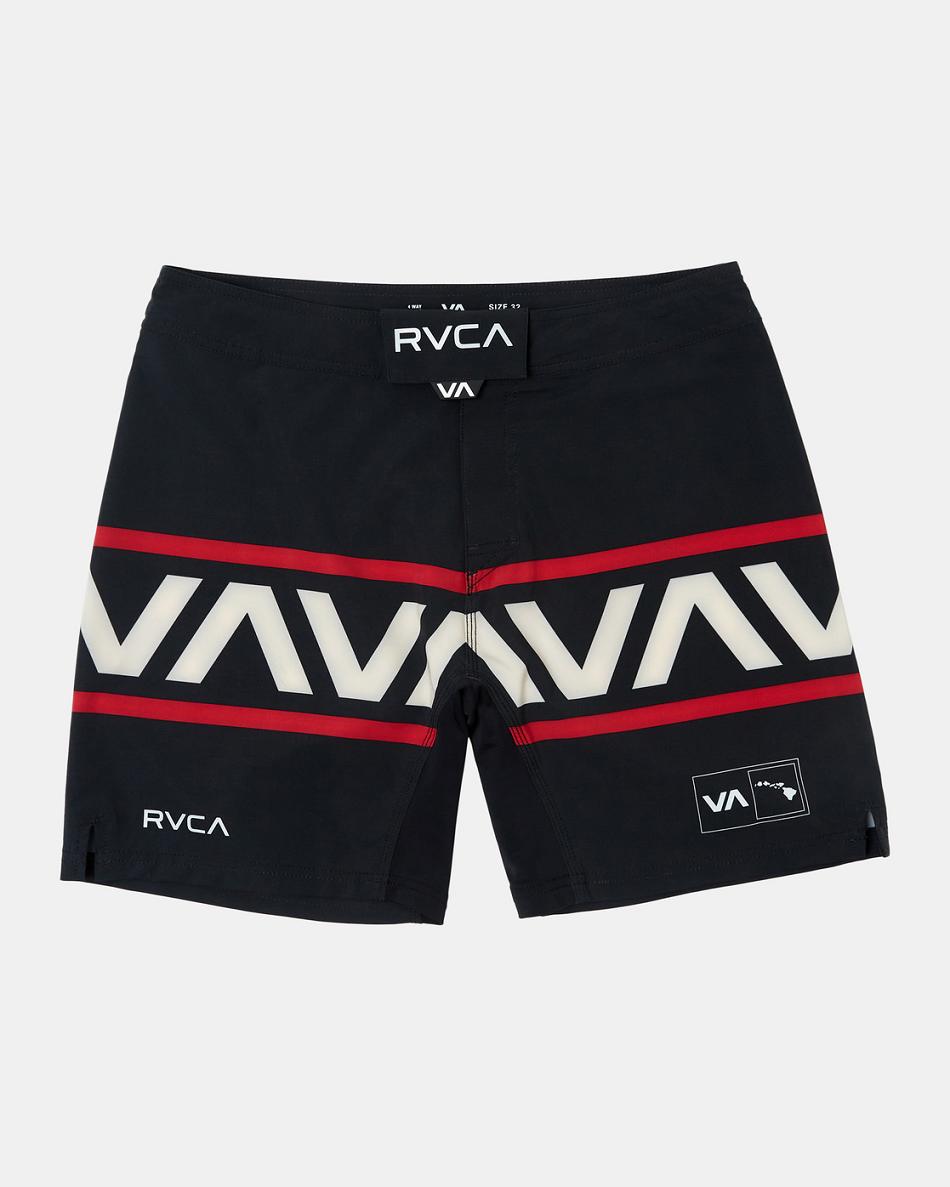 Pantalones Cortos Rvca Hawaii Fight Scrapper 17 Technical Hombre Negras | TCOWZ88754