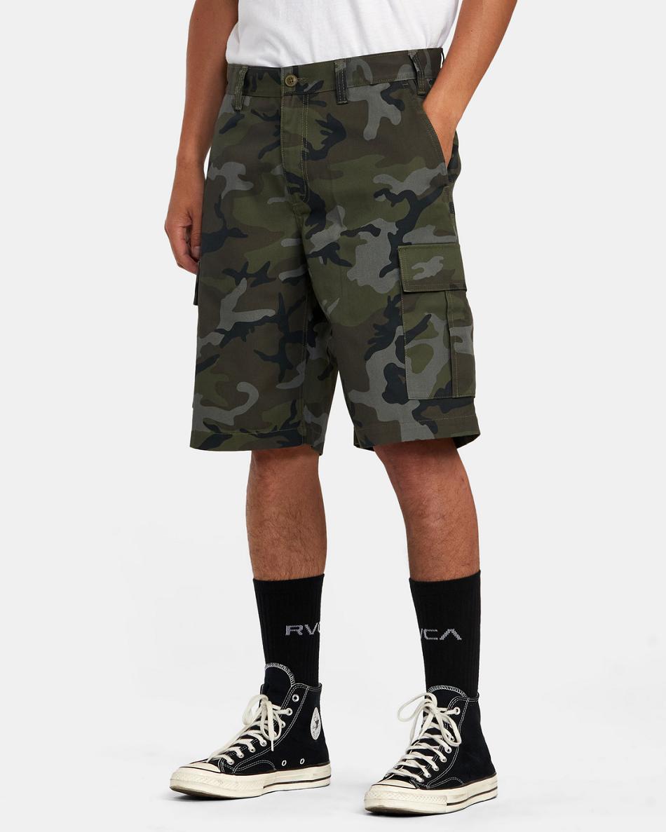 Pantalones Cortos Rvca Recession Colección Americana Cargo Hombre Camuflaje | CONEJ98735