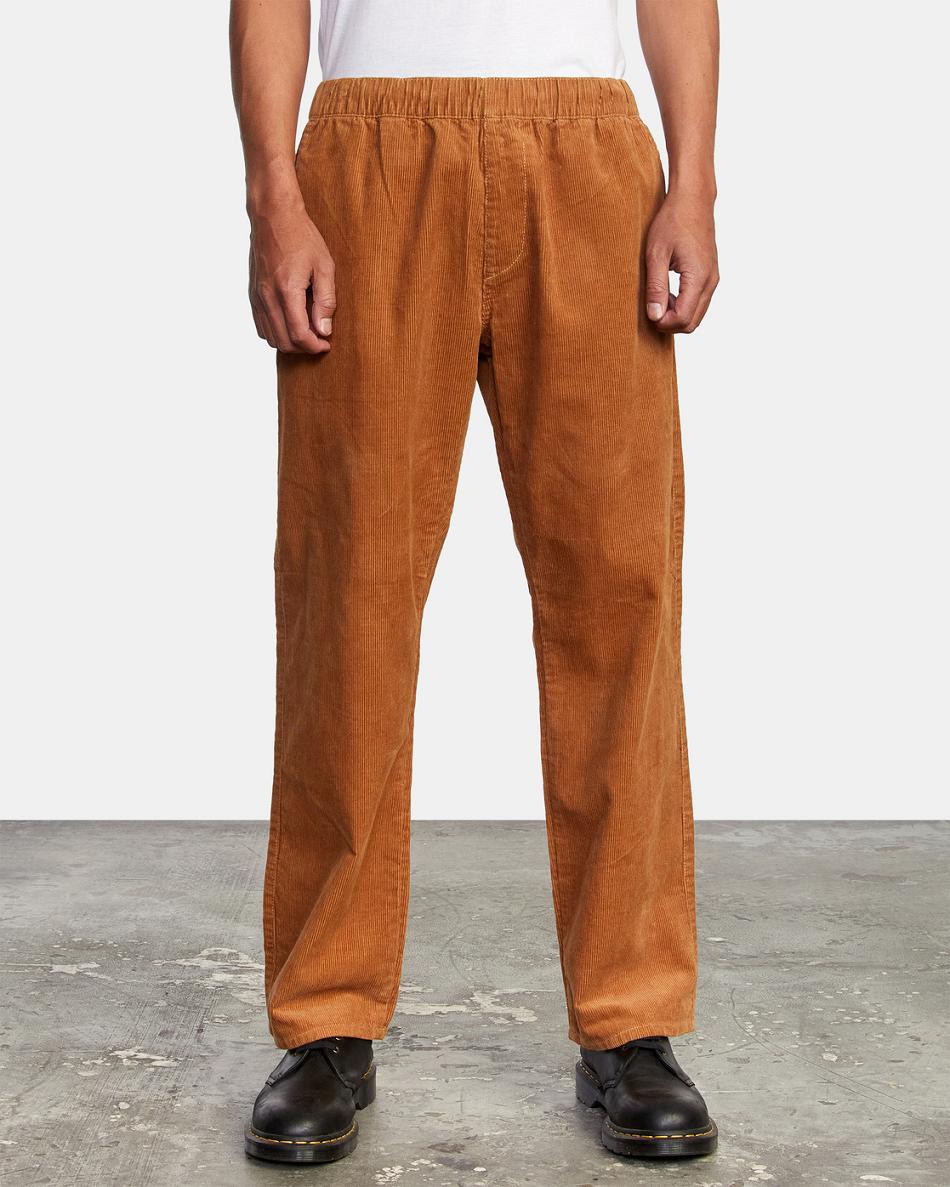 Pantalones Rvca Americana Elastic Cord Hombre Camel | UCOTG76321