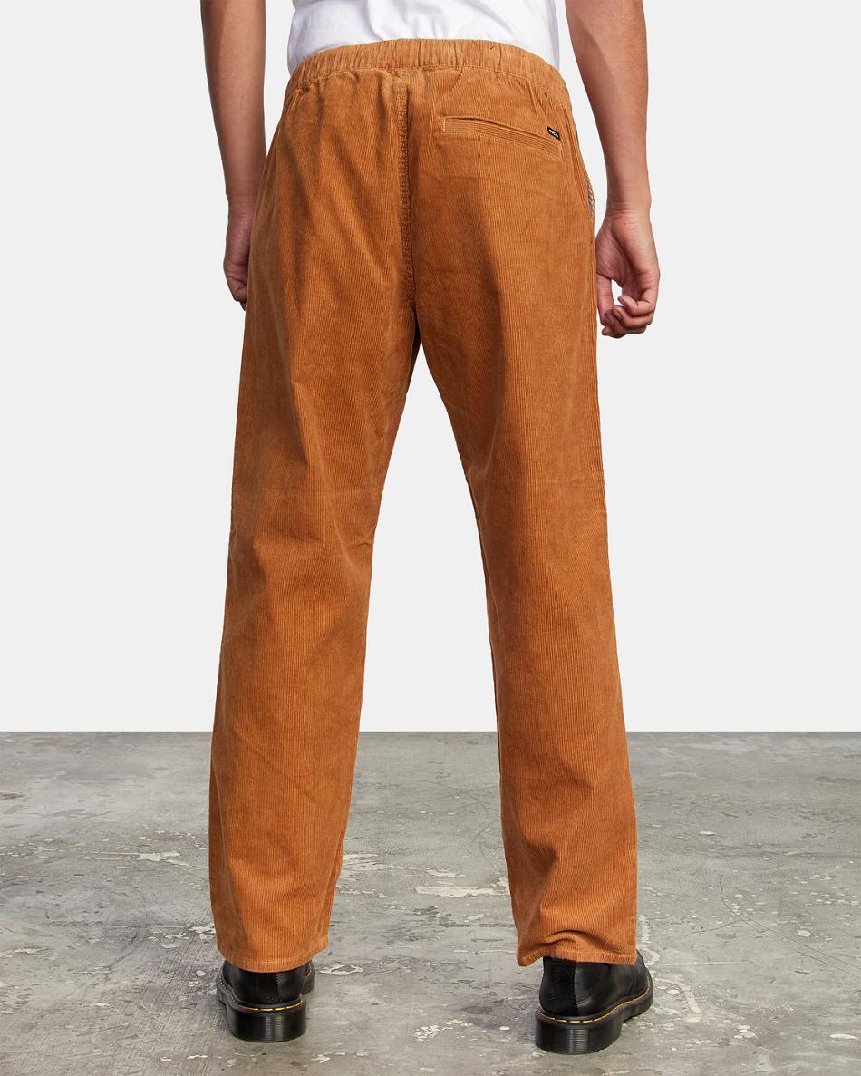 Pantalones Rvca Americana Elastic Cord Hombre Camel | UCOTG76321