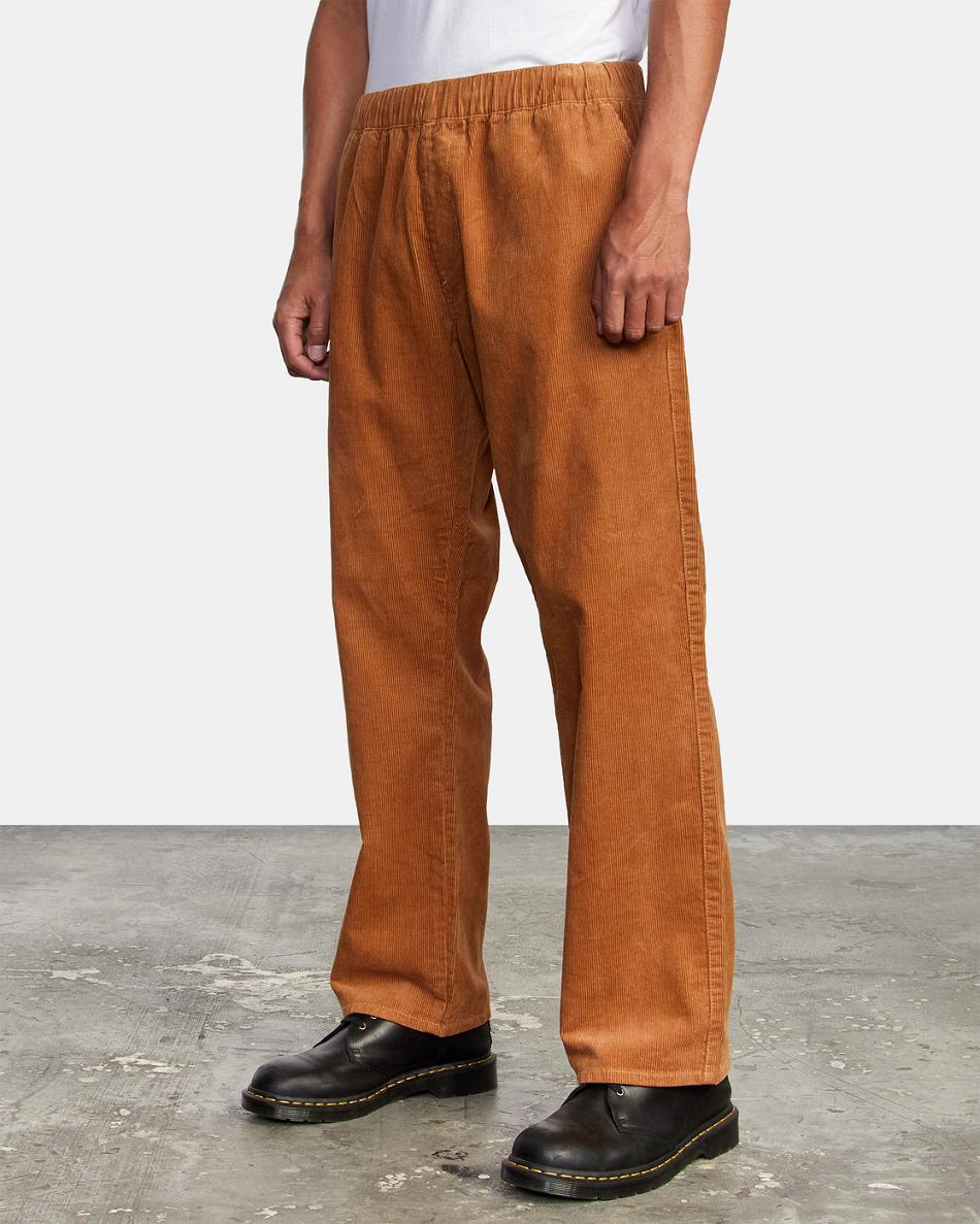 Pantalones Rvca Americana Elastic Cord Hombre Camel | UCOTG76321