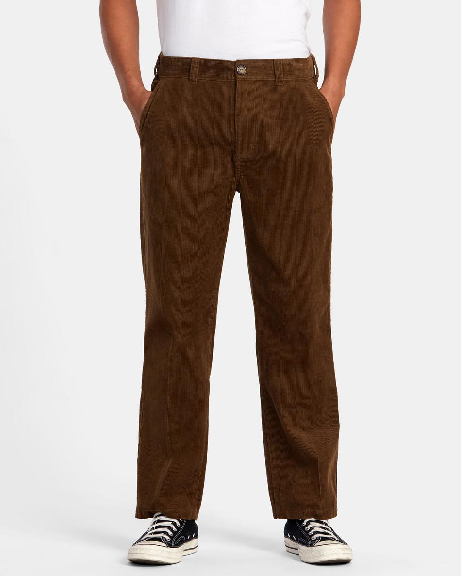 Pantalones Rvca Curren Cord Chino Hombre Marrones | TCOWZ23845