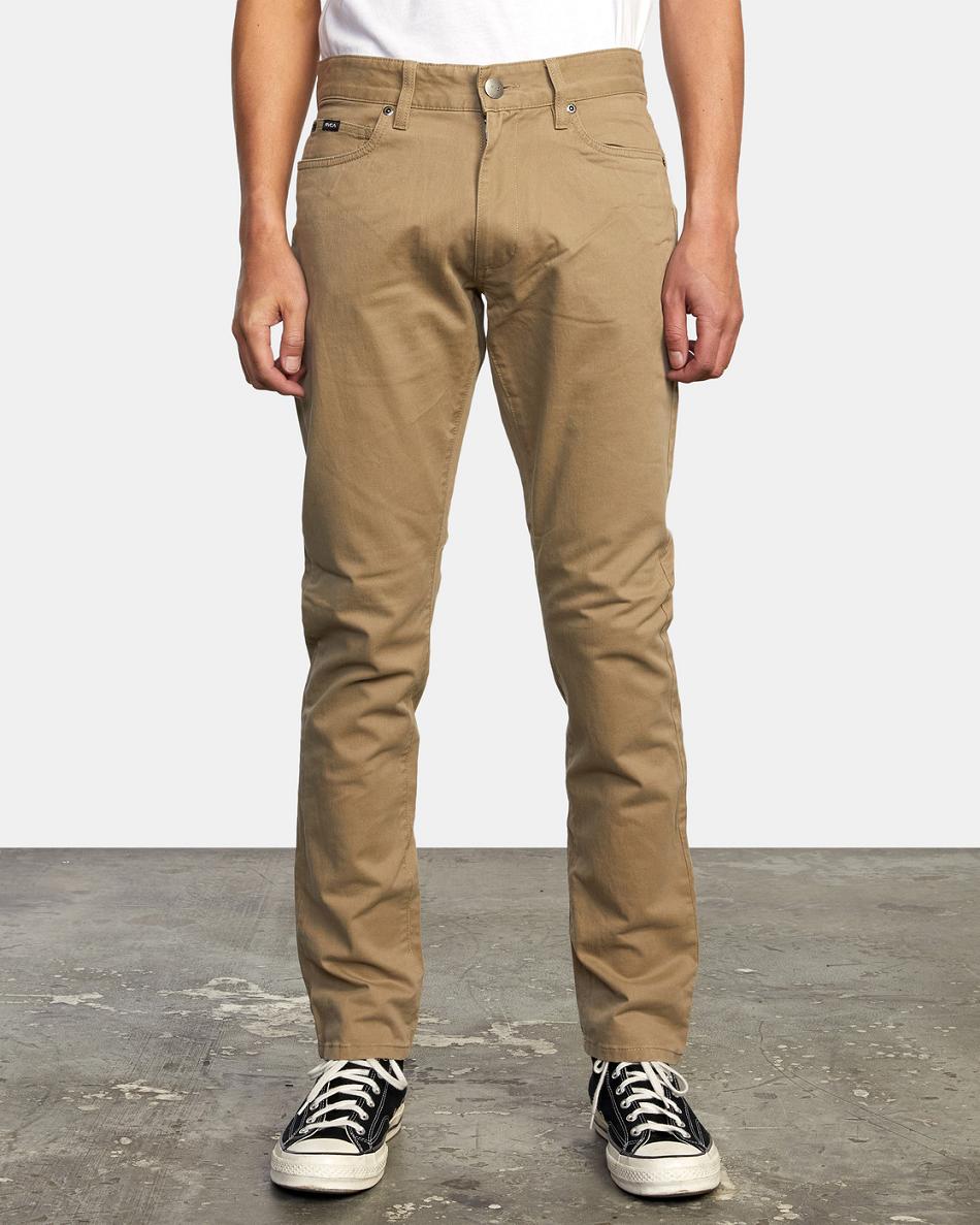 Pantalones Rvca Daggers Slim Fit Twill Hombre Wood | COJVR49172