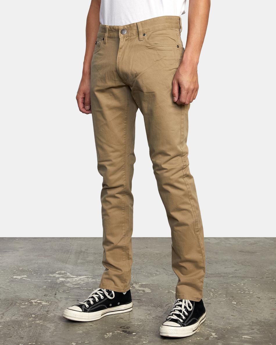 Pantalones Rvca Daggers Slim Fit Twill Hombre Wood | COJVR49172