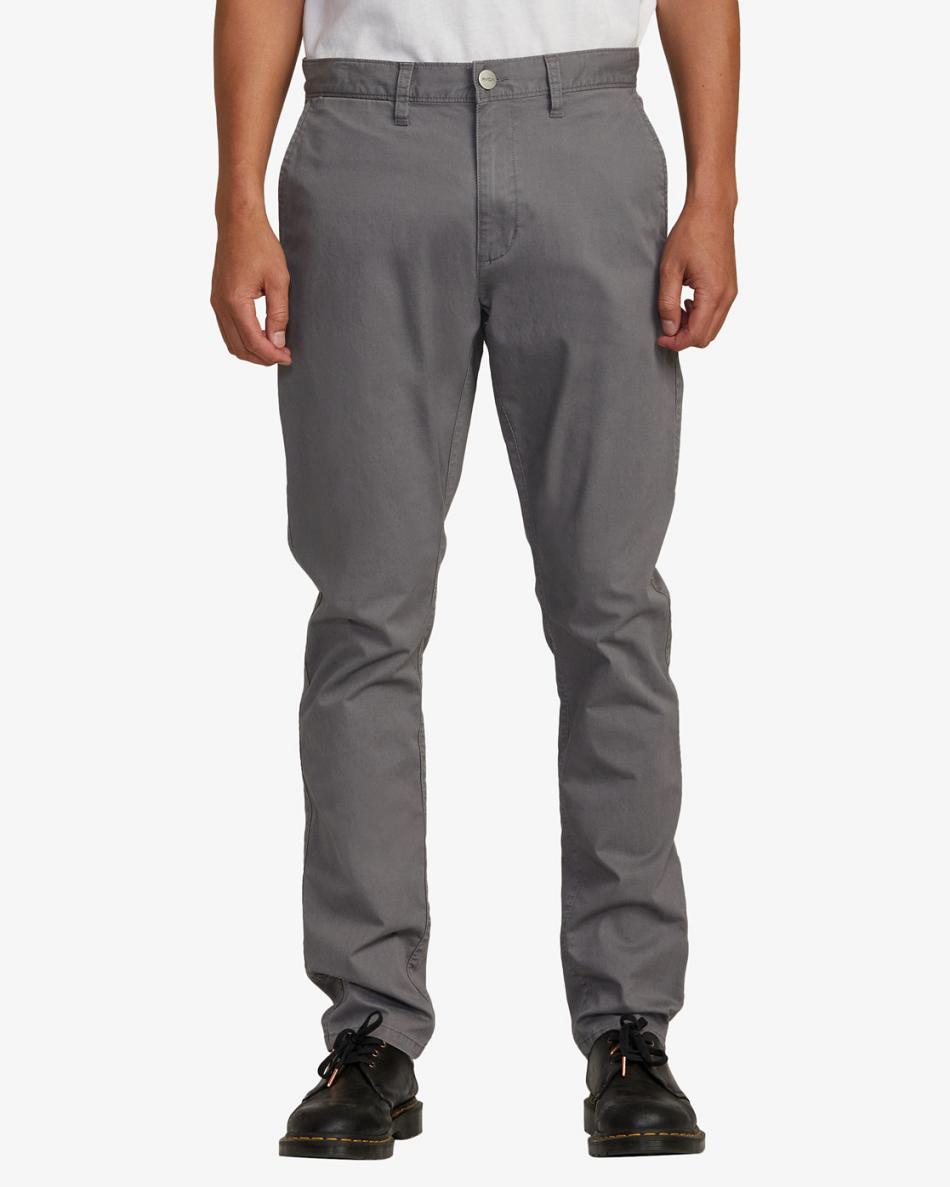 Pantalones Rvca Daggers Twill Slim Fit Hombre Smoke | ECOHC70543