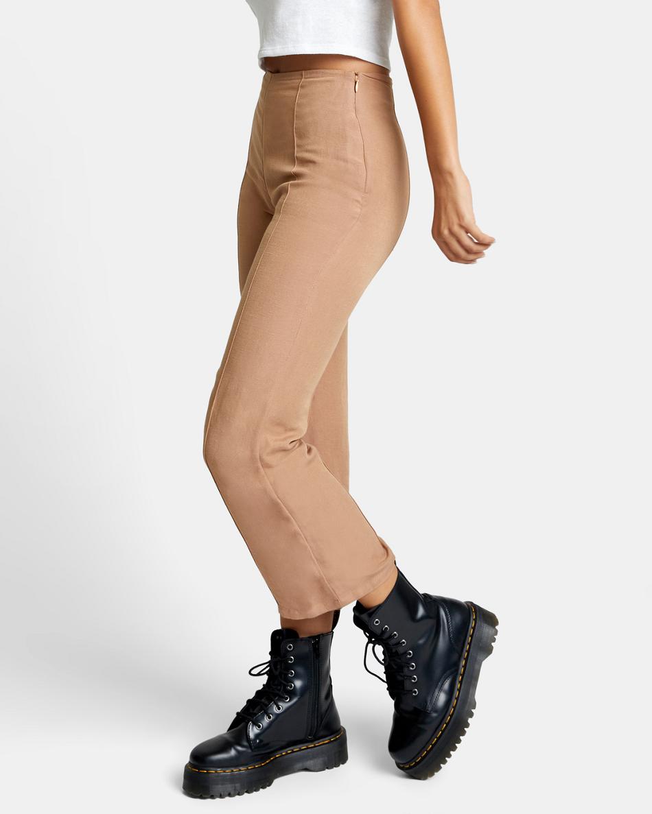 Pantalones Rvca Drip High-Waisted Mujer Wood | FCOUI11200