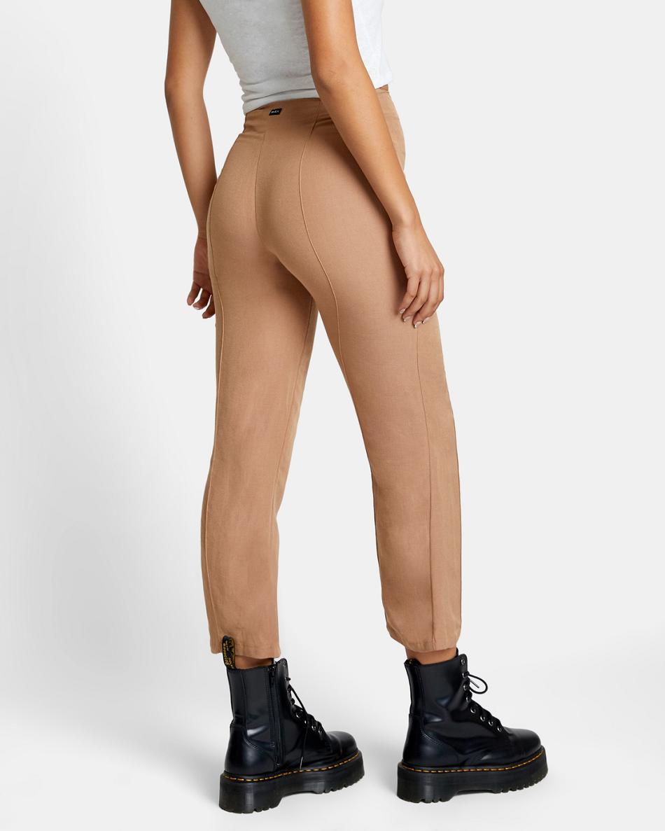 Pantalones Rvca Drip High-Waisted Mujer Wood | FCOUI11200