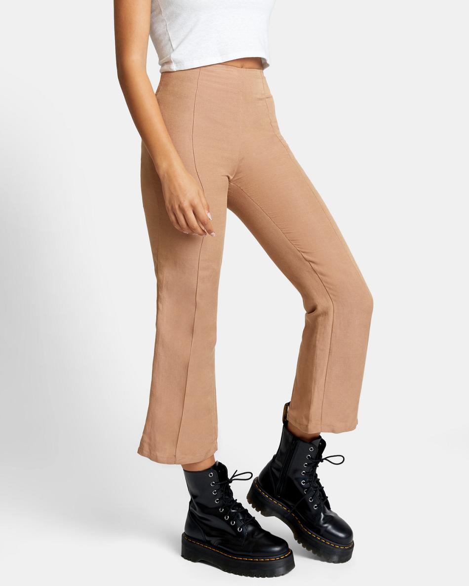 Pantalones Rvca Drip High-Waisted Mujer Wood | FCOUI11200