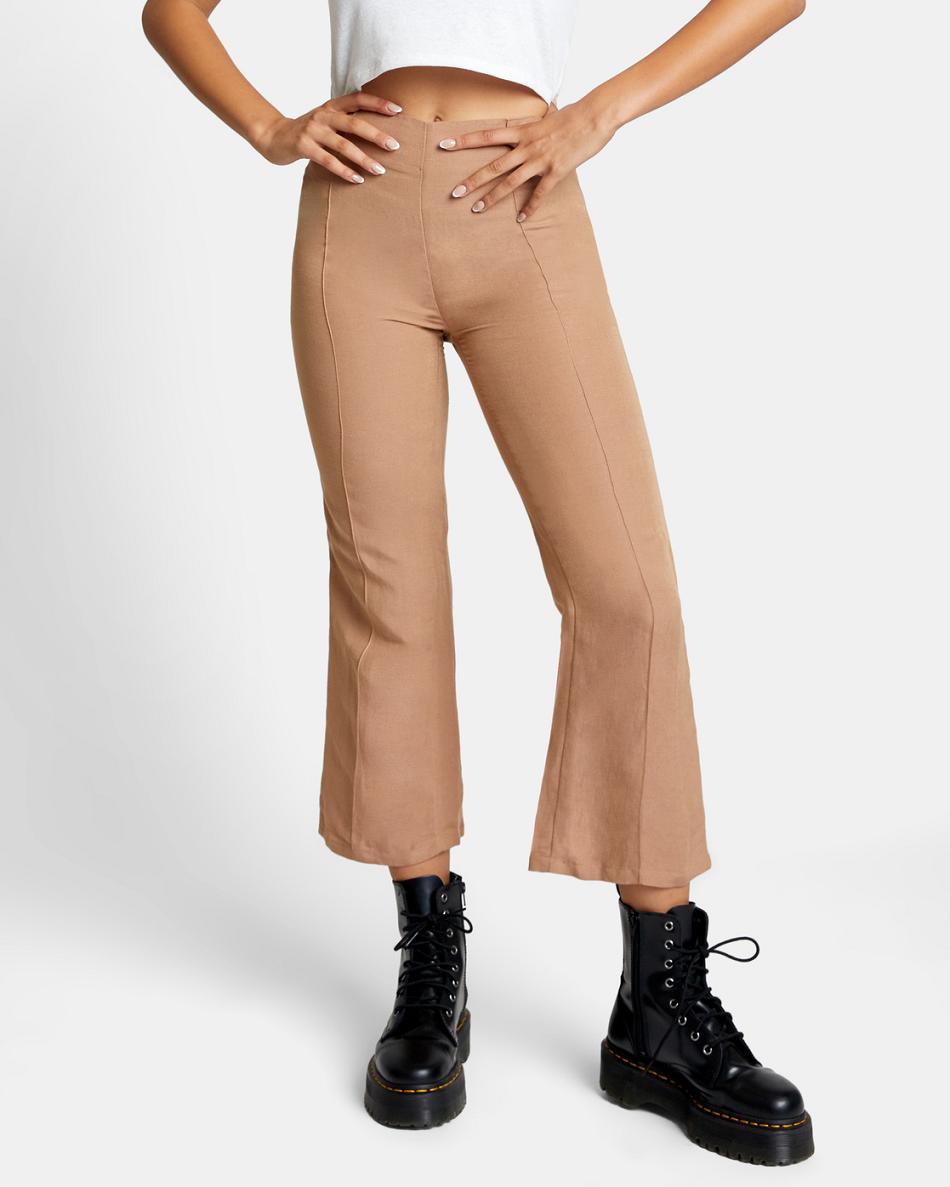 Pantalones Rvca Drip High-Waisted Mujer Wood | FCOUI11200