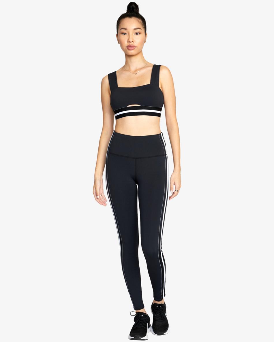 Pantalones Rvca Elastic Side Workout Mujer Negras | UCOTG28638