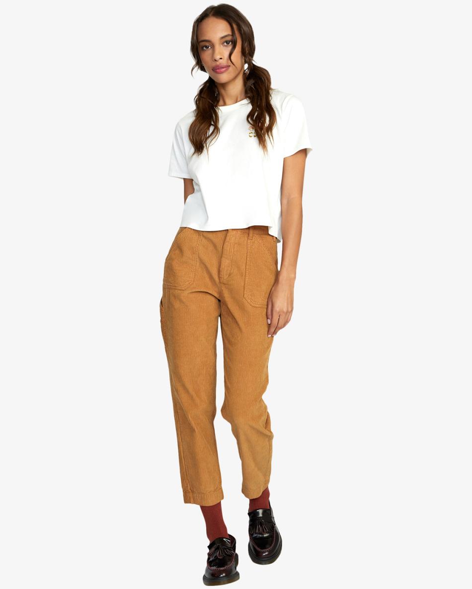 Pantalones Rvca Evolution Corduroy Mujer Camel | PCOQX65233