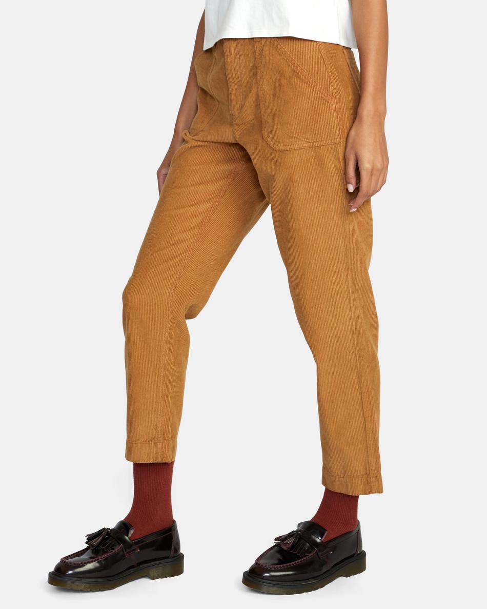 Pantalones Rvca Evolution Corduroy Mujer Camel | PCOQX65233