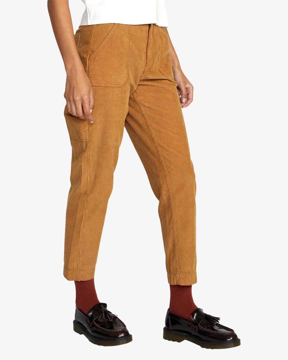 Pantalones Rvca Evolution Corduroy Mujer Camel | PCOQX65233