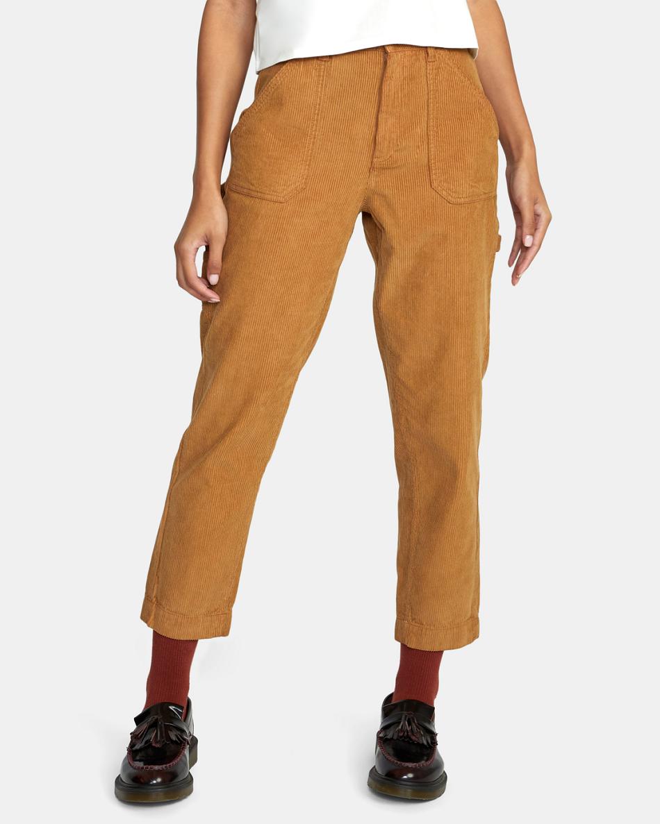 Pantalones Rvca Evolution Corduroy Mujer Camel | PCOQX65233