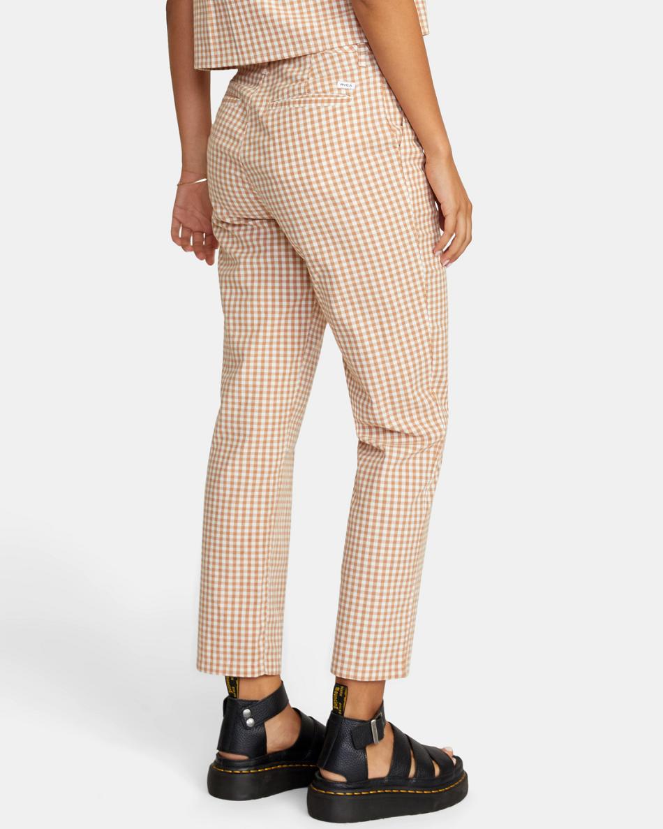 Pantalones Rvca Gingham Week-end Chino Mujer Sand | YCOVQ20853