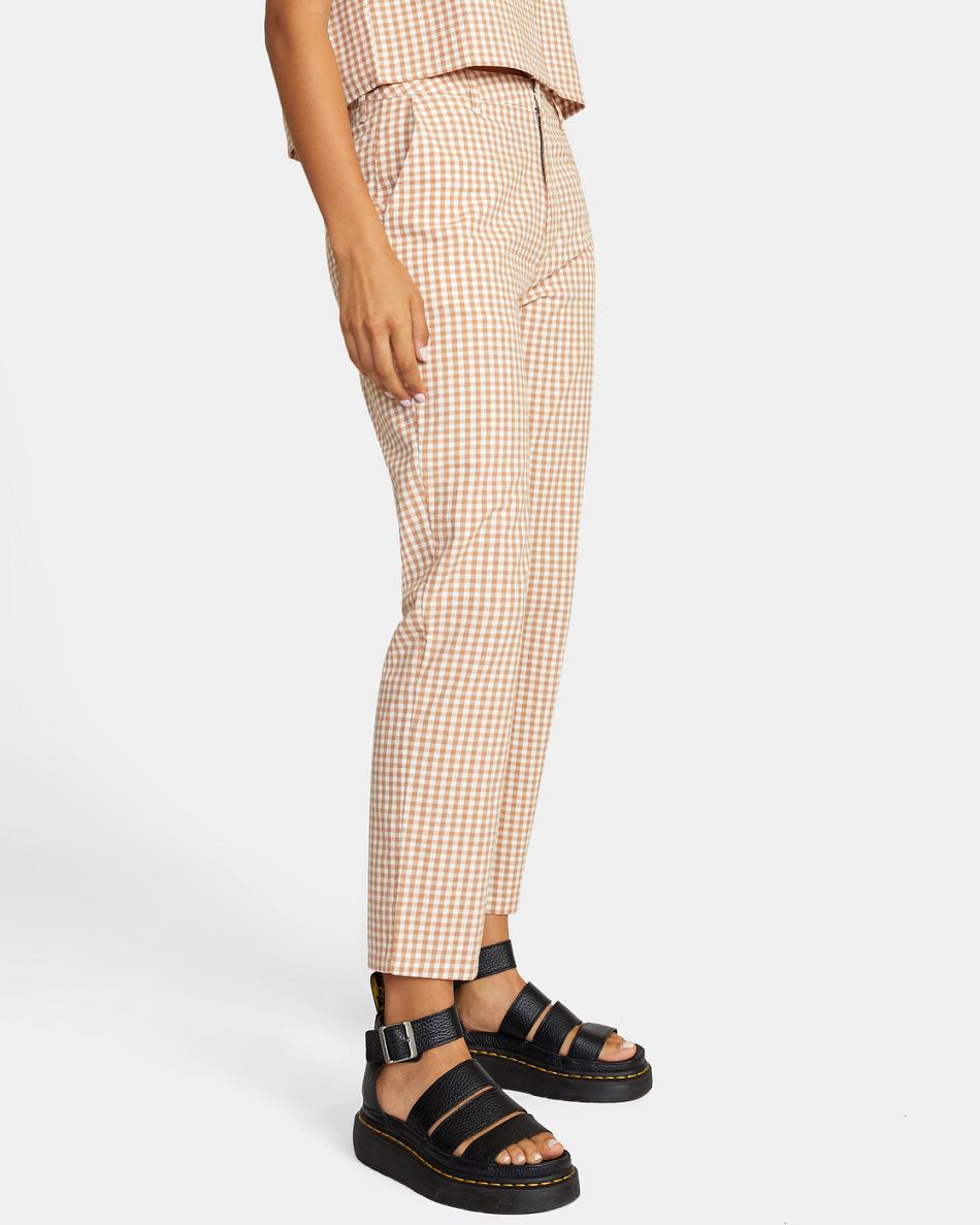 Pantalones Rvca Gingham Week-end Chino Mujer Sand | YCOVQ20853