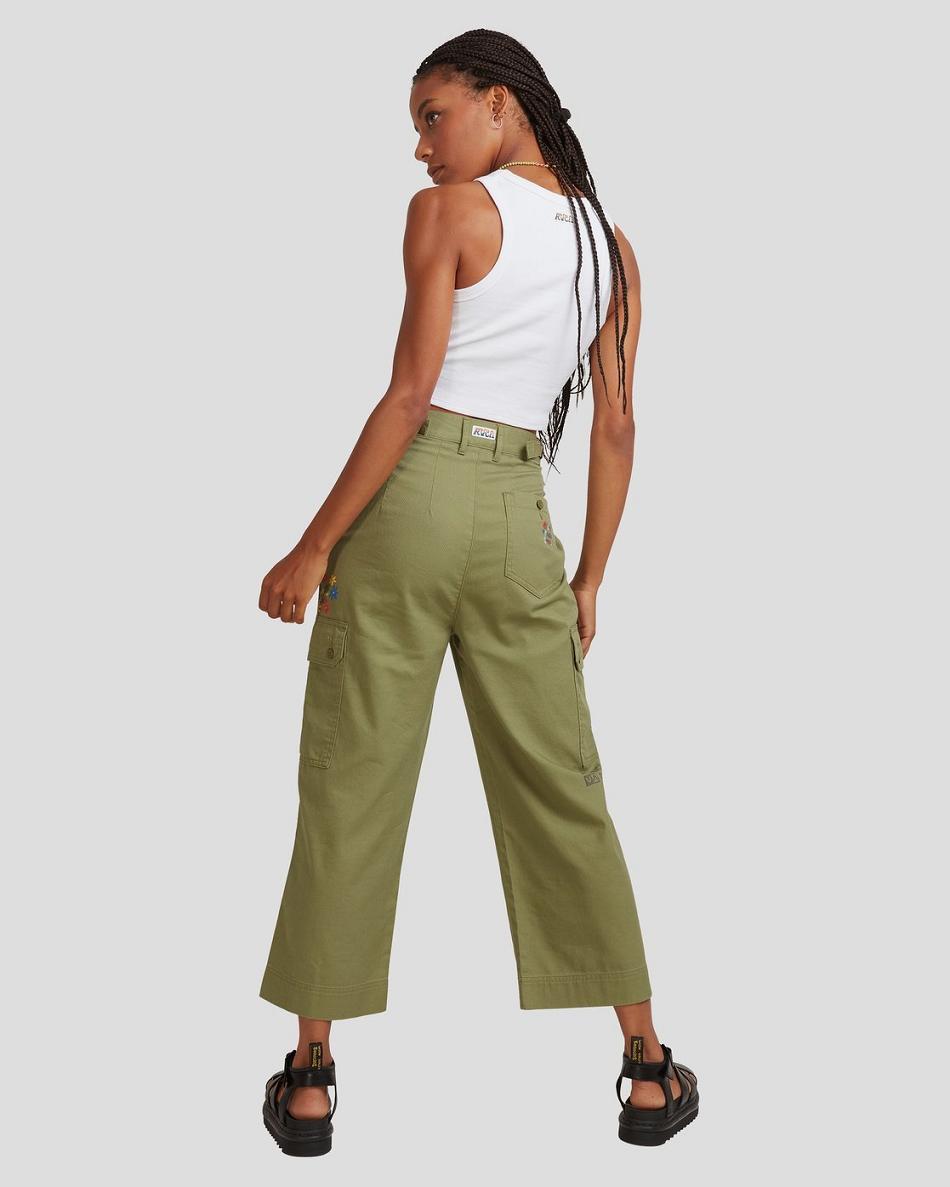 Pantalones Rvca Mel G Saigon Cargo Mujer Verde | COICD77425