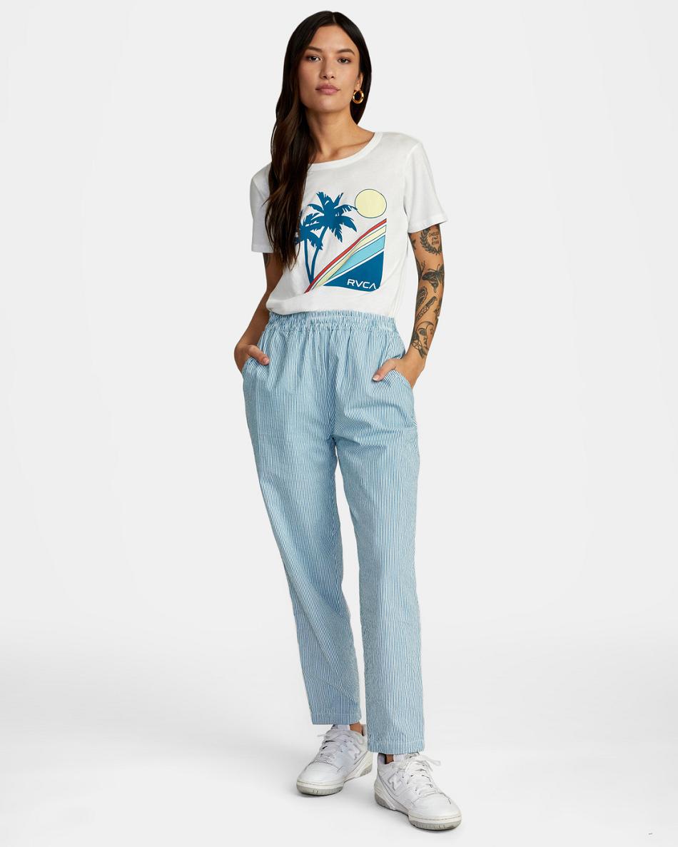 Pantalones Rvca New Yume Seersucker Woven Mujer Azules | ZCOMJ34278