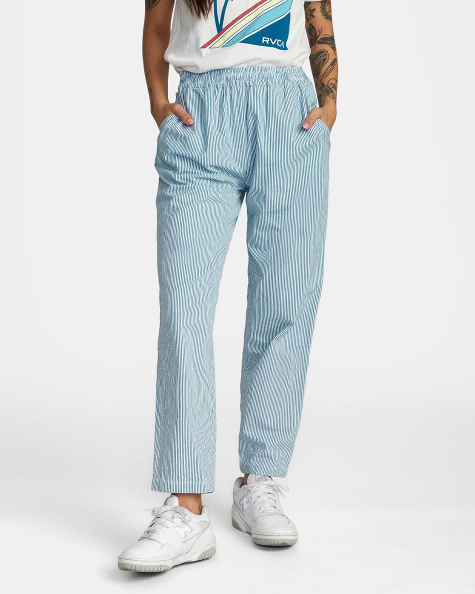 Pantalones Rvca New Yume Seersucker Woven Mujer Azules | ZCOMJ34278