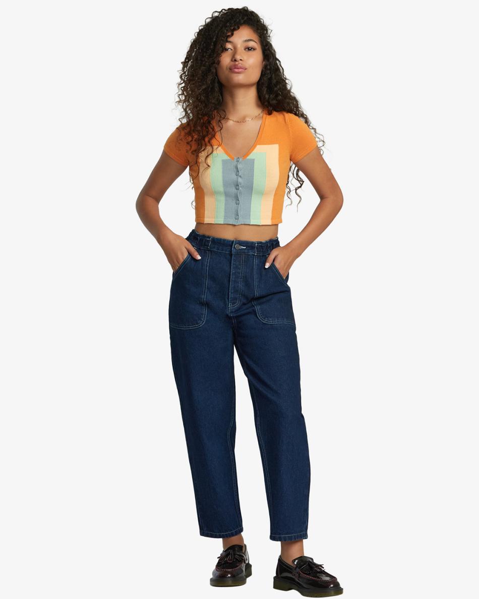 Pantalones Rvca Scrunchie Denim Mujer Indigo Oscuro | COJZR65742