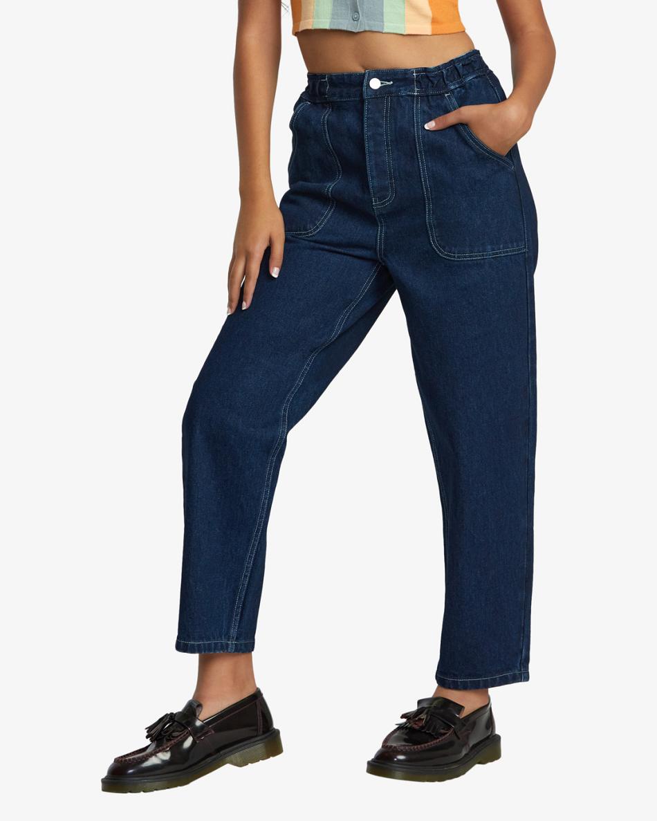 Pantalones Rvca Scrunchie Denim Mujer Indigo Oscuro | COJZR65742