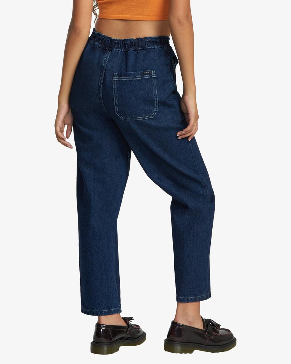 Pantalones Rvca Scrunchie Denim Mujer Indigo Oscuro | COJZR65742