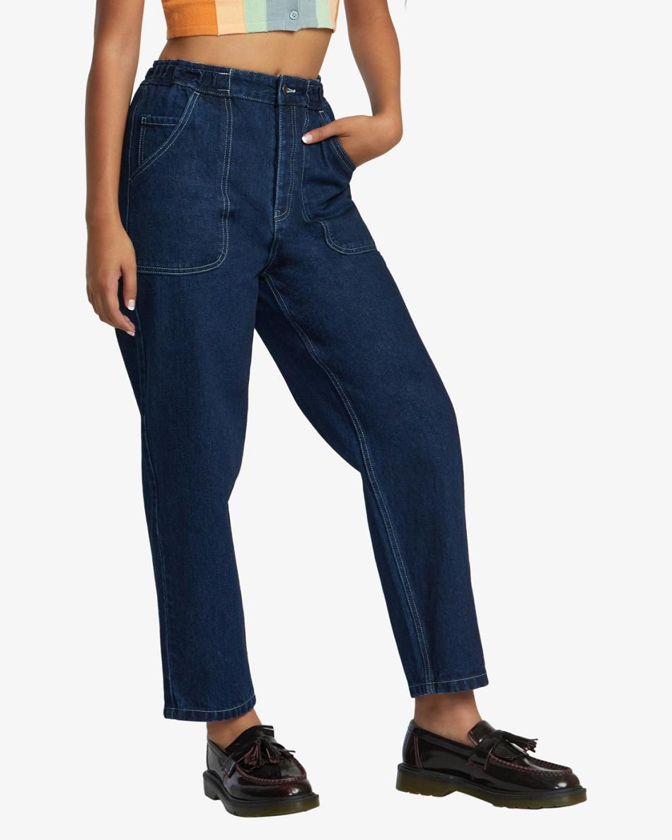 Pantalones Rvca Scrunchie Denim Mujer Indigo Oscuro | COJZR65742