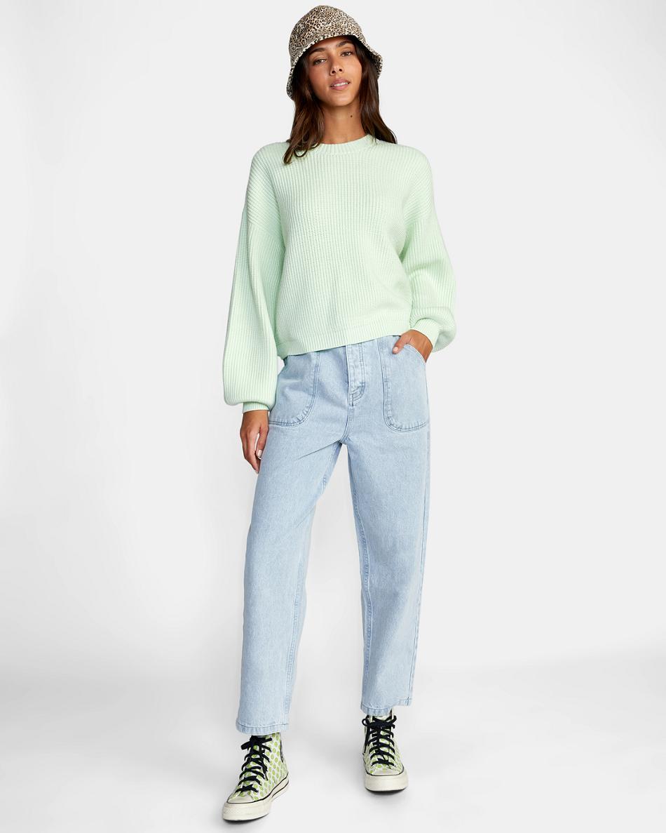 Pantalones Rvca Scrunchie Denim Mujer Verde Menta Azules | QCOWA43465