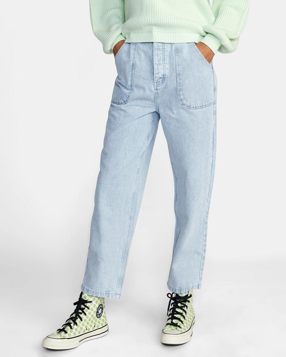 Pantalones Rvca Scrunchie Denim Mujer Verde Menta Azules | QCOWA43465