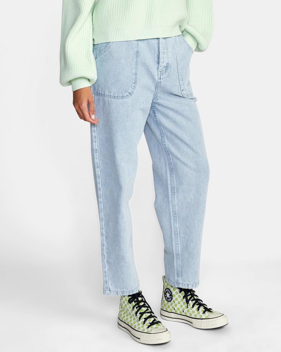 Pantalones Rvca Scrunchie Denim Mujer Verde Menta Azules | QCOWA43465