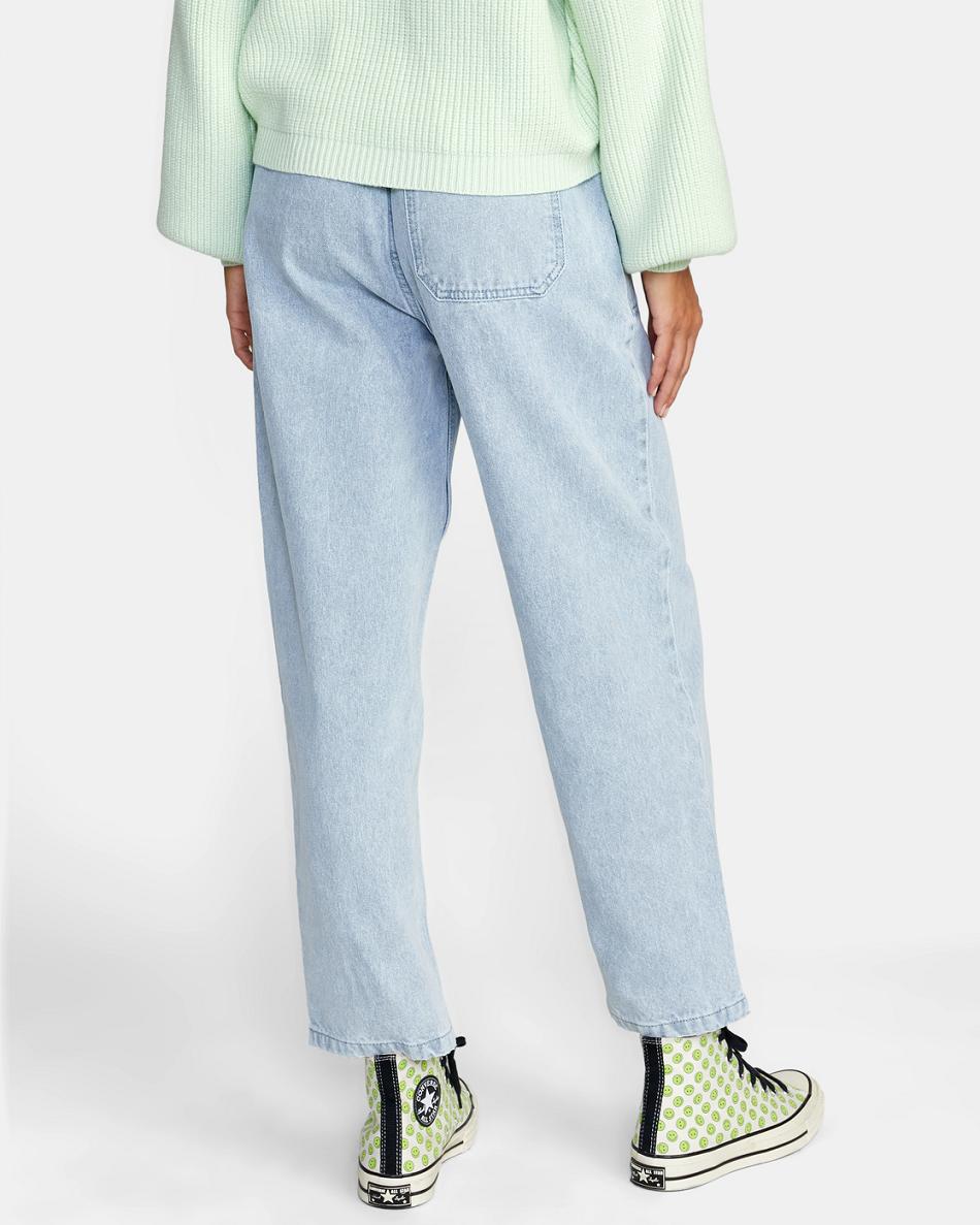 Pantalones Rvca Scrunchie Denim Mujer Verde Menta Azules | QCOWA43465