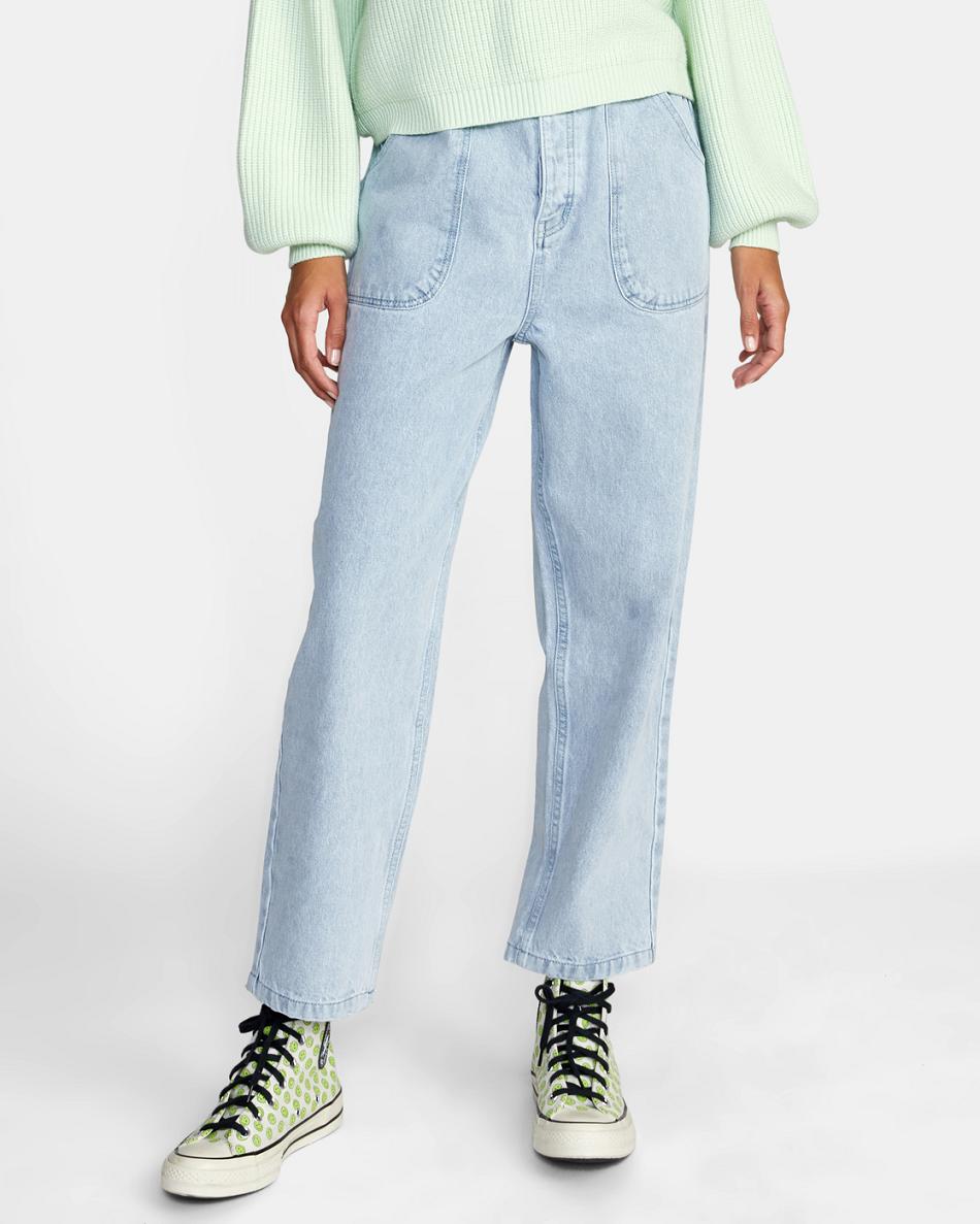 Pantalones Rvca Scrunchie Denim Mujer Verde Menta Azules | QCOWA43465