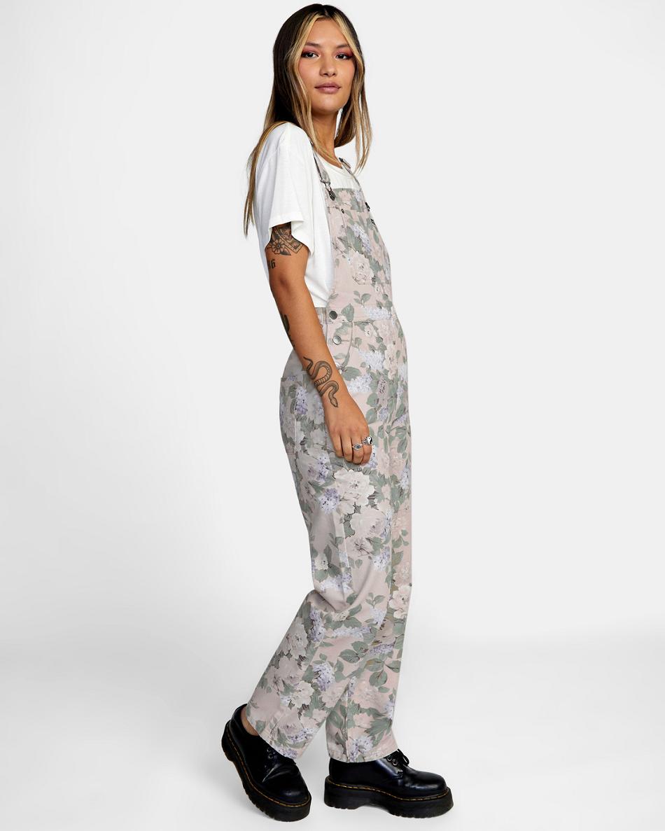 Pantalones Rvca Succession Overalls Mujer Oatmeal | QCOUV84144