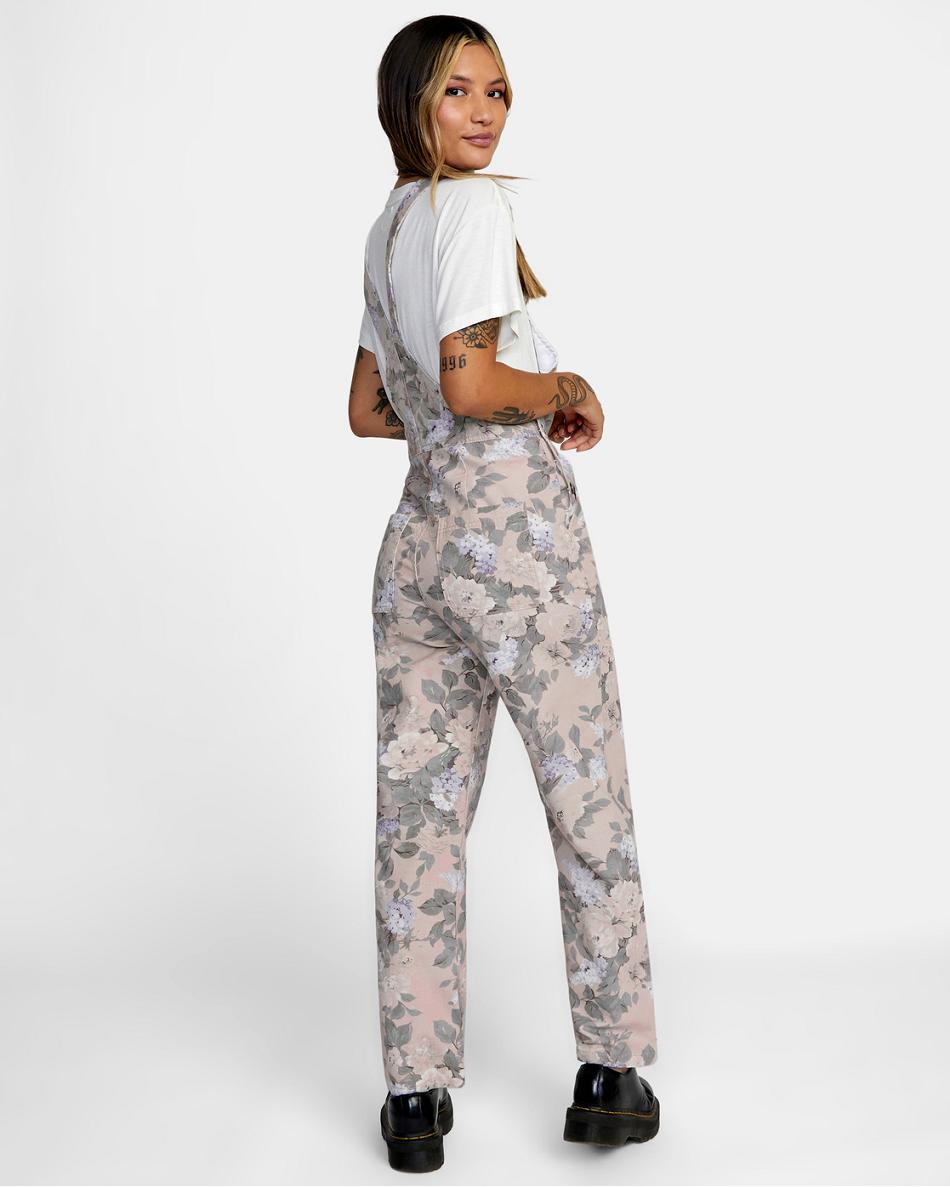 Pantalones Rvca Succession Overalls Mujer Oatmeal | QCOUV84144