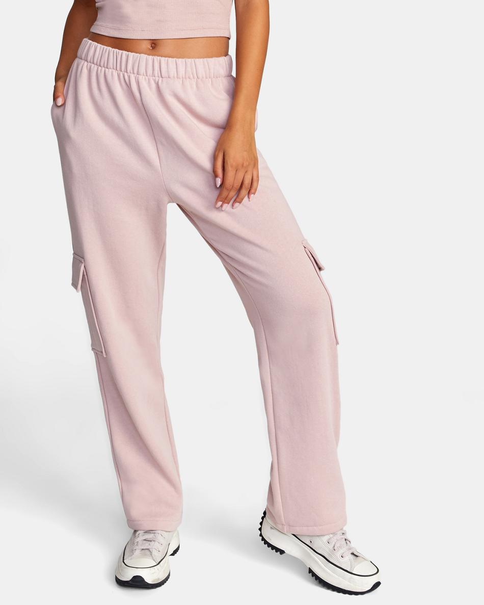 Pantalones Rvca Test Drive Cargo Mujer Rosas | COZDE56083