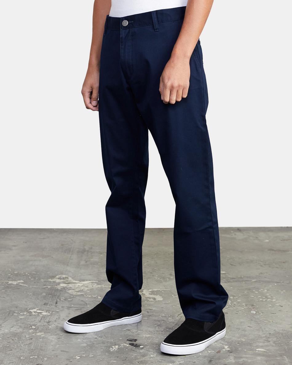 Pantalones Rvca The Week-end Stretch Hombre Azul Marino | CONEJ38665