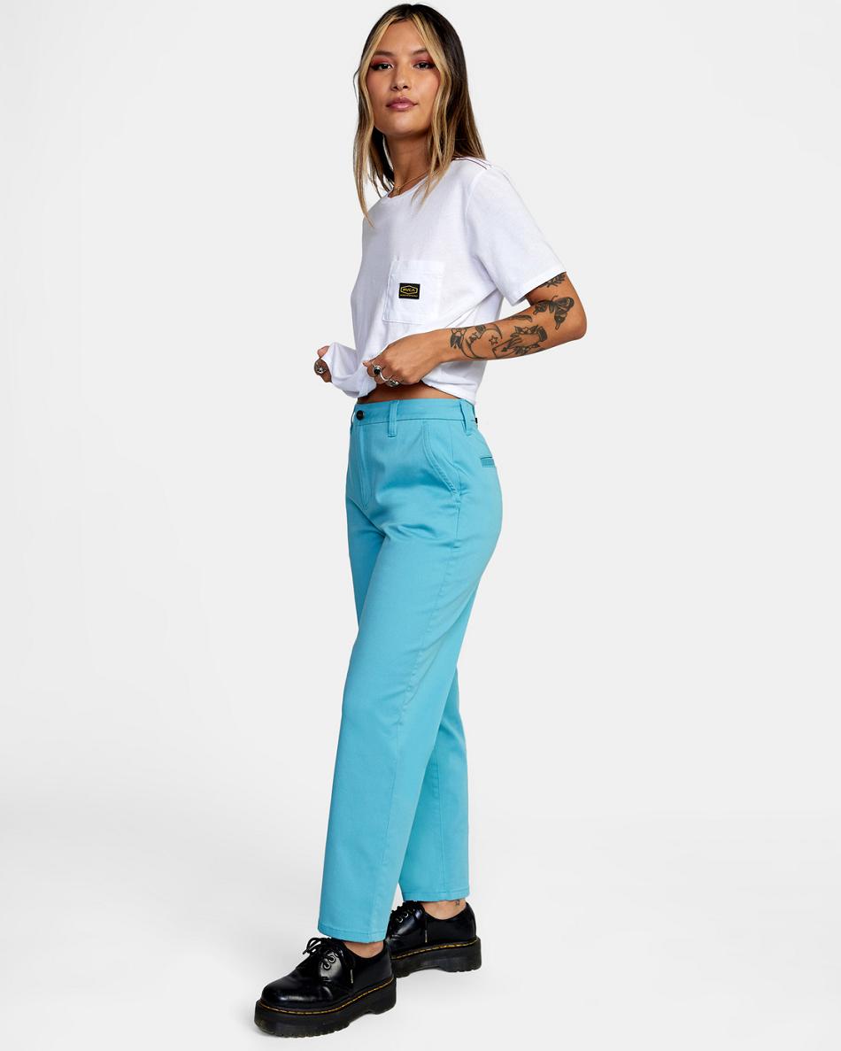 Pantalones Rvca Week-end Stretch Chino Mujer Azules | ACODF56124