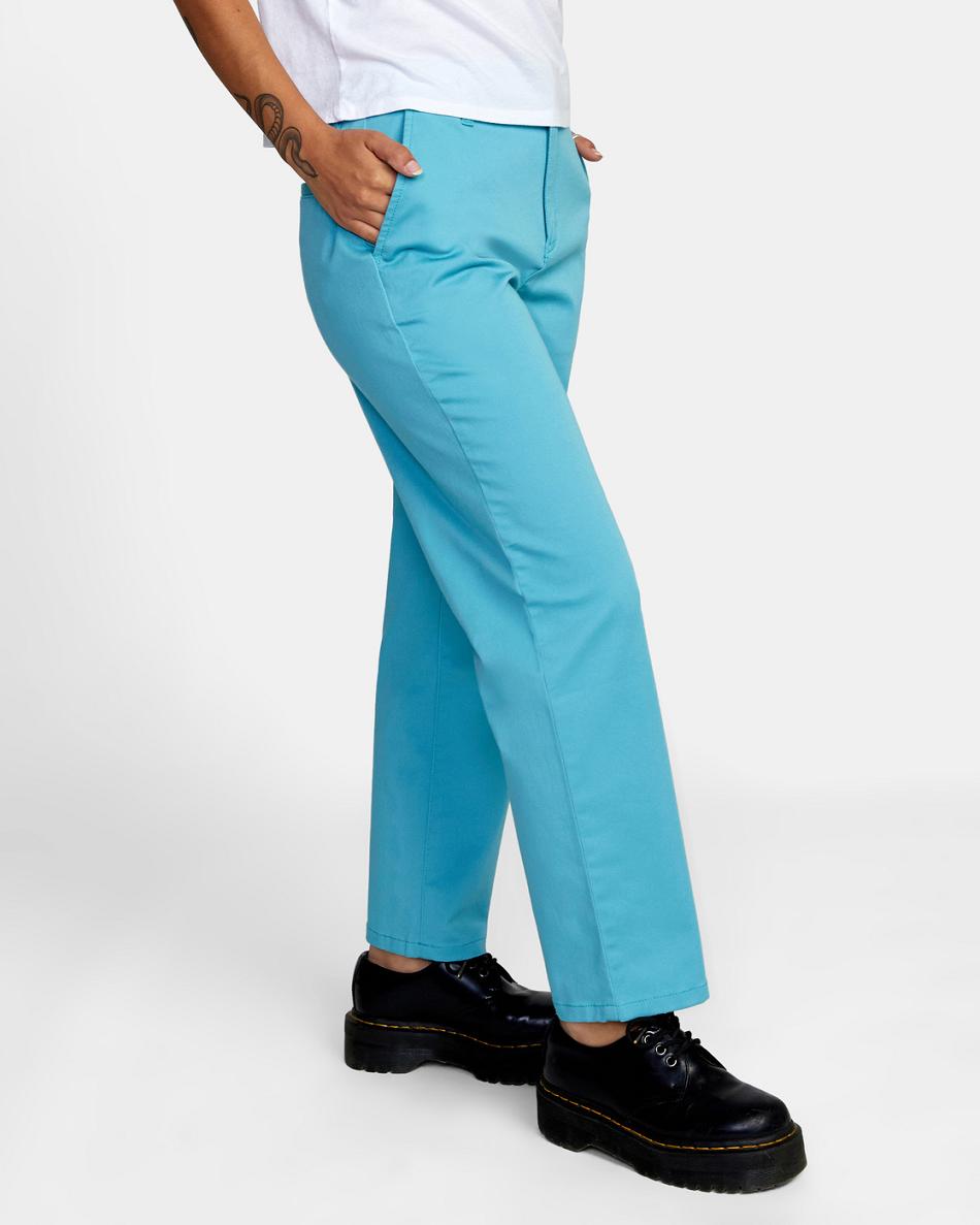 Pantalones Rvca Week-end Stretch Chino Mujer Azules | ACODF56124