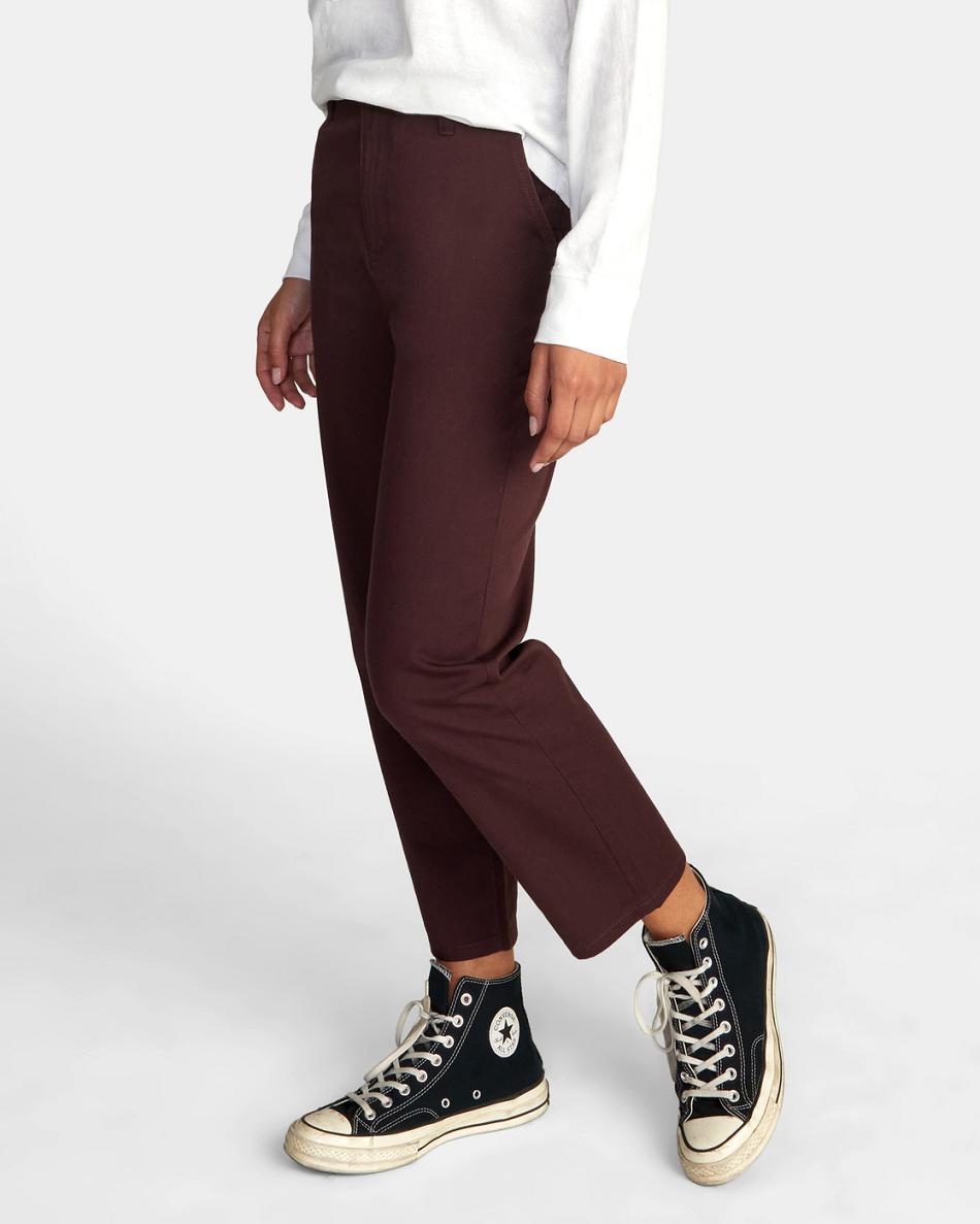 Pantalones Rvca Week-end Stretch Chino Mujer Espresso | COIIZ67172