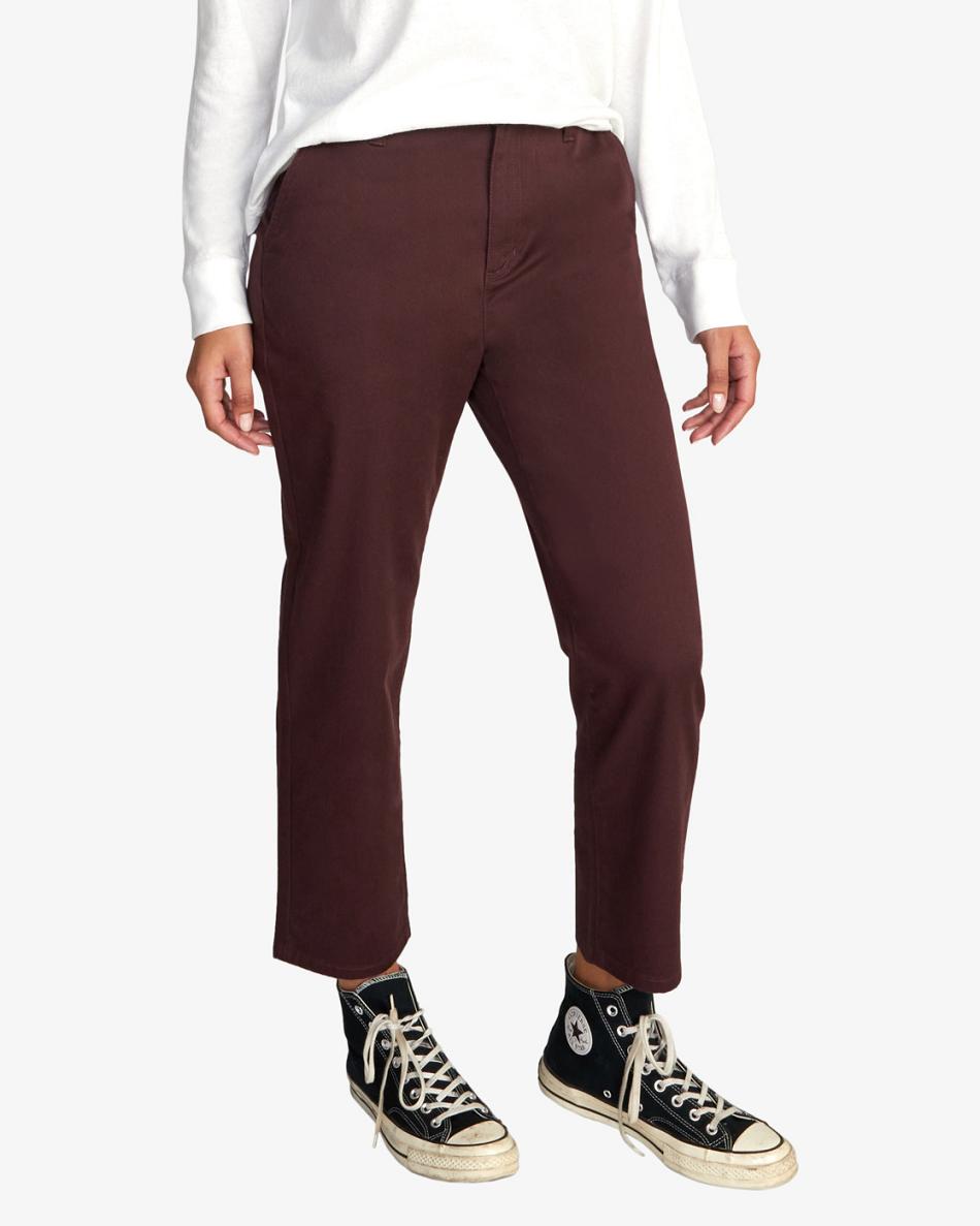 Pantalones Rvca Week-end Stretch Chino Mujer Espresso | COIIZ67172