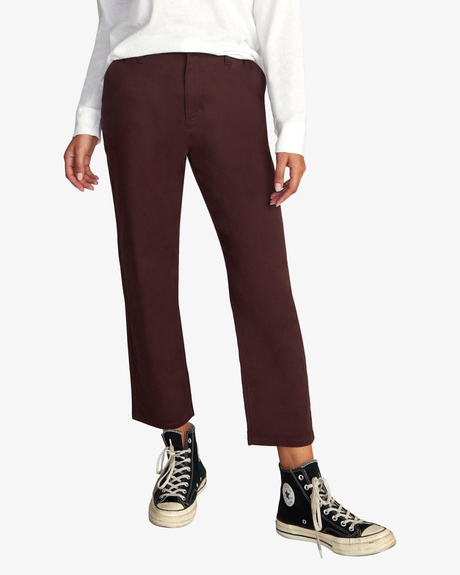 Pantalones Rvca Week-end Stretch Chino Mujer Espresso | COIIZ67172