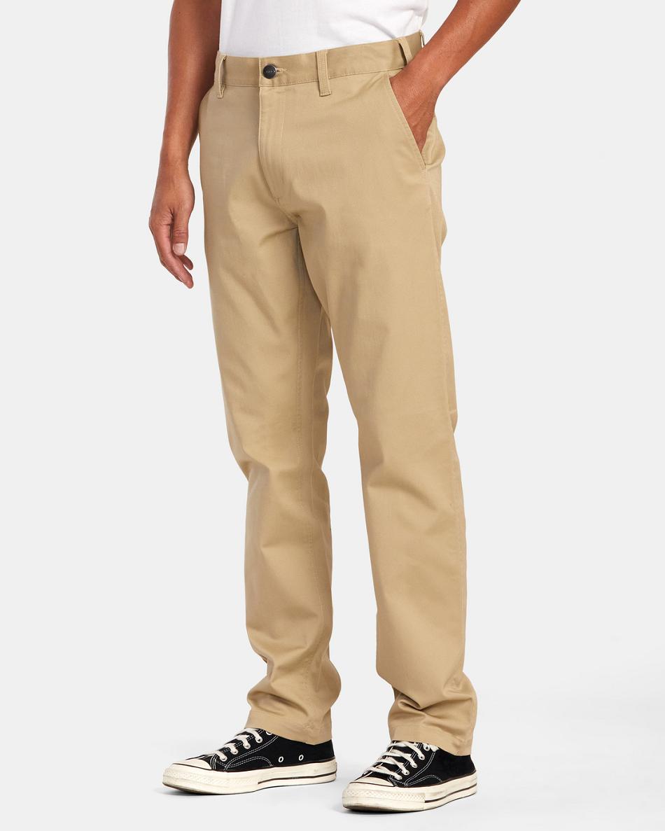 Pantalones Rvca Weekend Stretch Chino Hombre Kaki | CONEJ71390