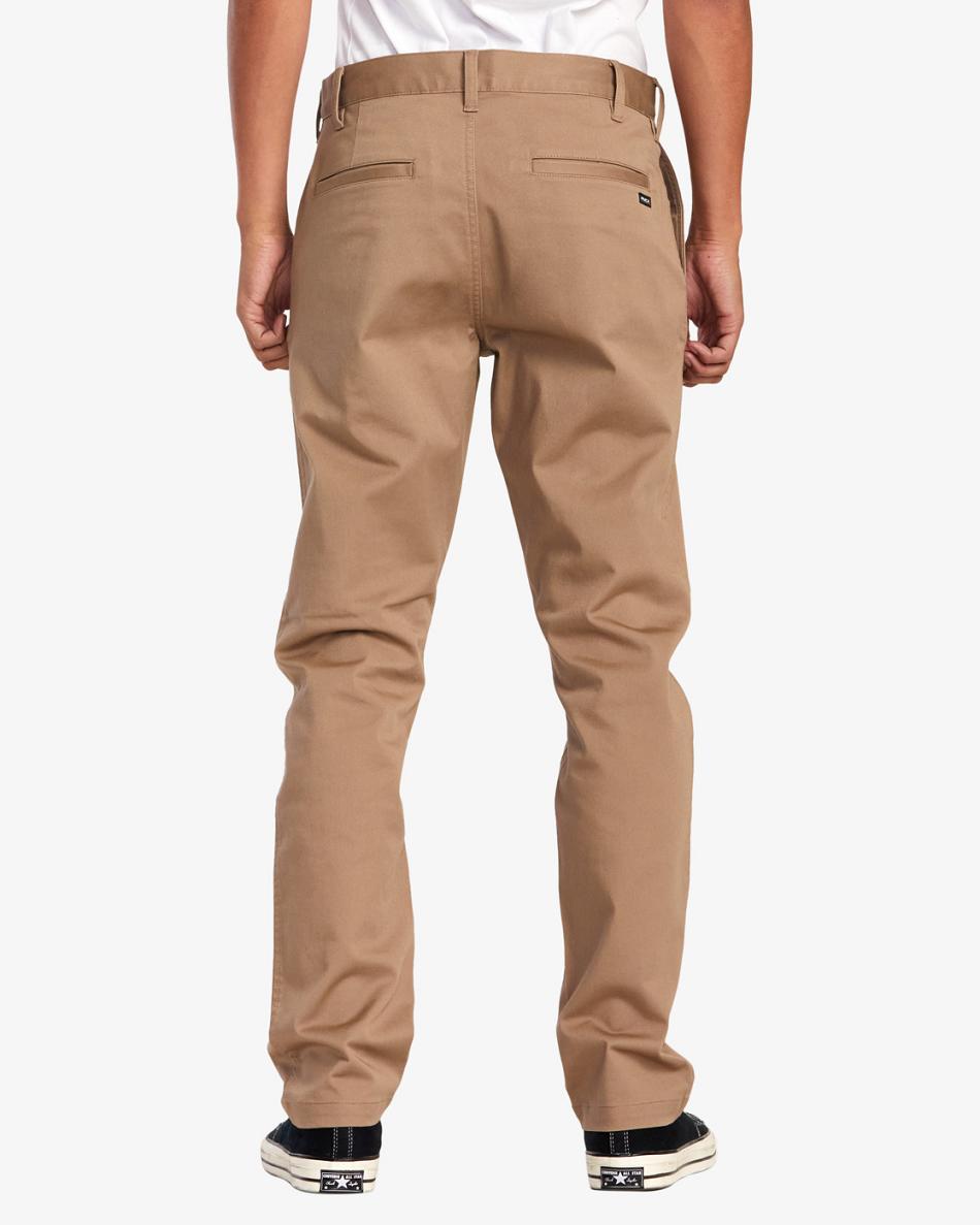 Pantalones Rvca Weekend Stretch Chino Hombre Kaki Oscuro | COZDE50110