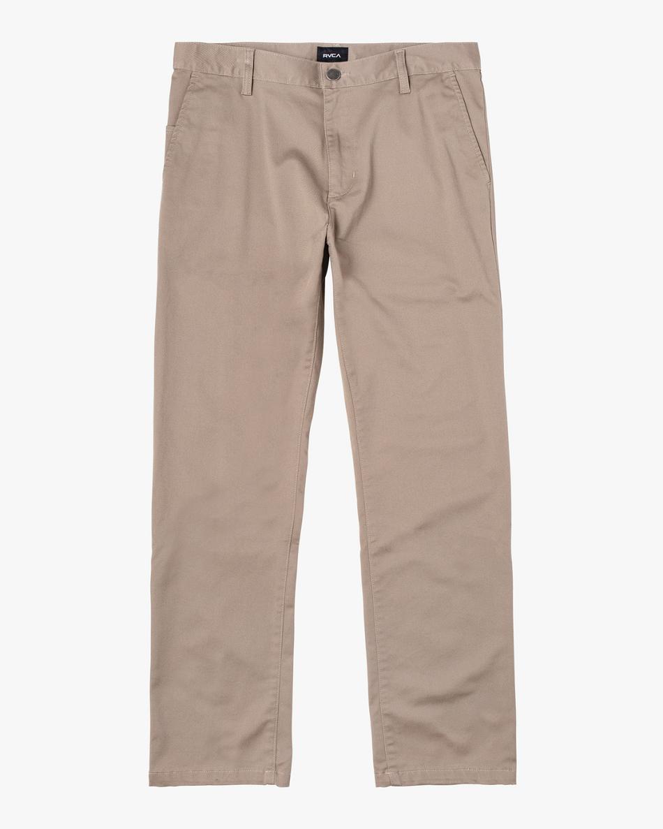 Pantalones Rvca Weekend Stretch Chino Hombre Kaki Oscuro | COZDE50110