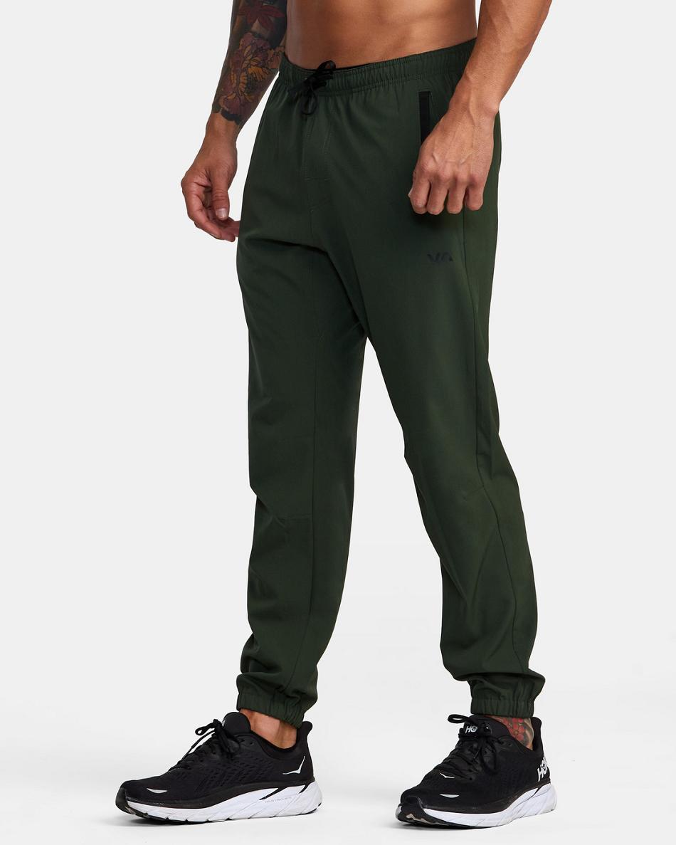 Pantalones Rvca Yogger Pista II Hombre Verde Oliva Oscuro | COZPD27953