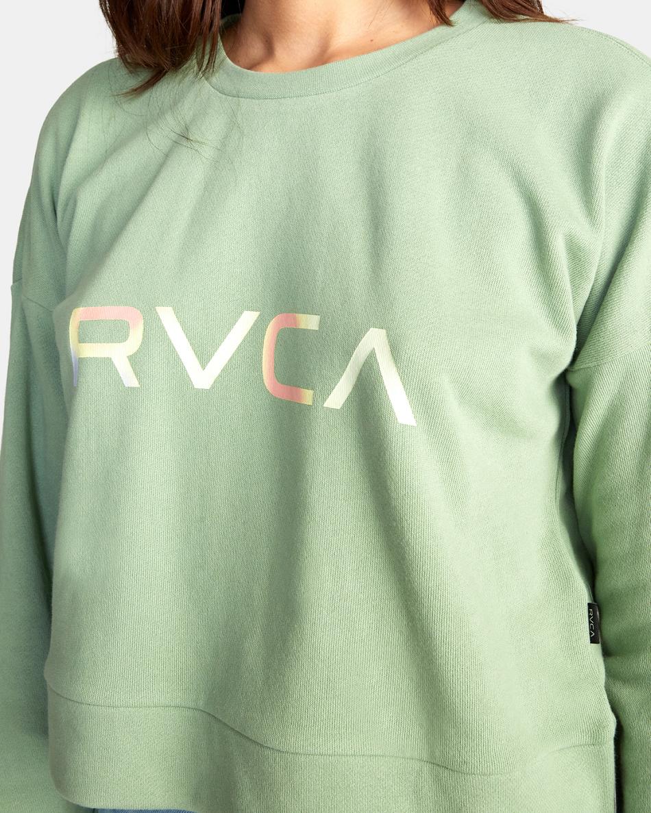 Ropa De Casa Rvca Big RVCA Radiant Crewneck Sweatshirt Mujer Basil | COCVG41701