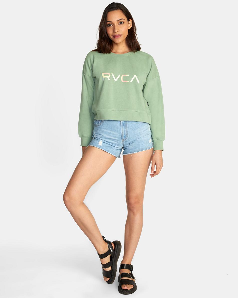 Ropa De Casa Rvca Big RVCA Radiant Crewneck Sweatshirt Mujer Basil | COCVG41701