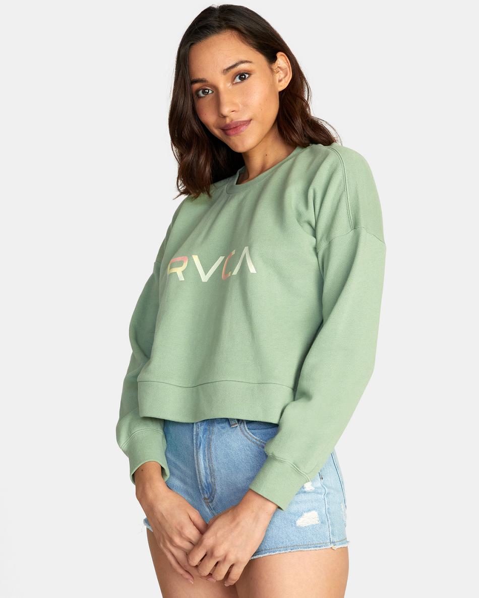 Ropa De Casa Rvca Big RVCA Radiant Crewneck Sweatshirt Mujer Basil | COCVG41701