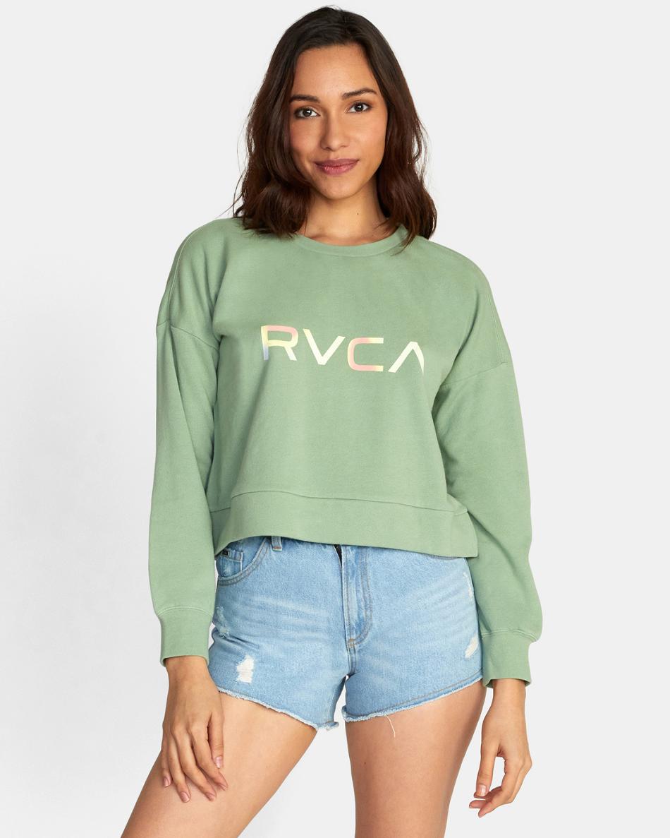 Ropa De Casa Rvca Big RVCA Radiant Crewneck Sweatshirt Mujer Basil | COCVG41701