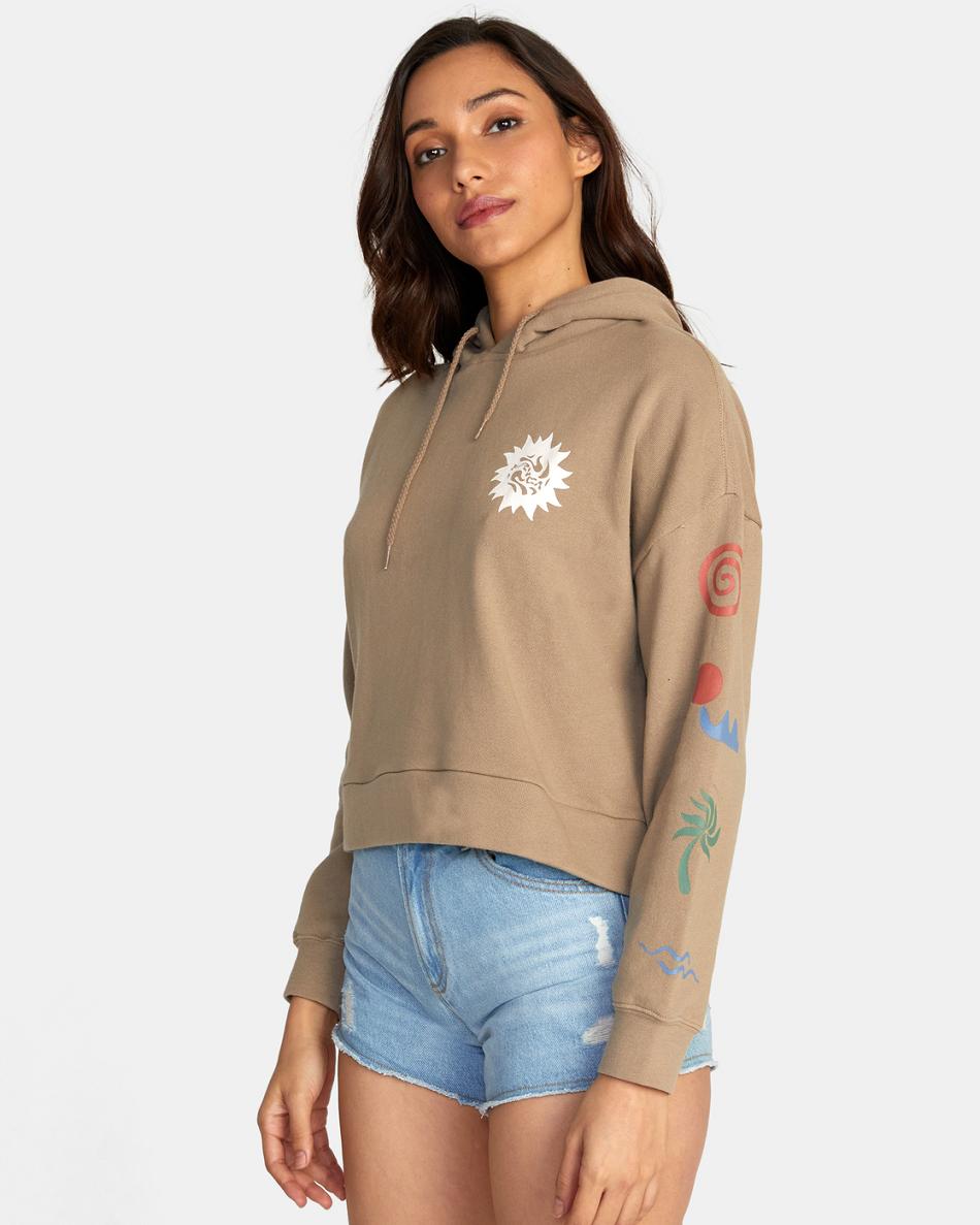 Ropa De Casa Rvca Breeze Pullover Hoodie Mujer Kaki Oscuro | ACODF36967